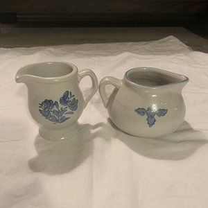 Set of 2 Pflalzgraff Yorktown creamer/gravy pitcher and small pitcher